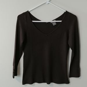 Ann Taylor Brown Double V-neck Sweater